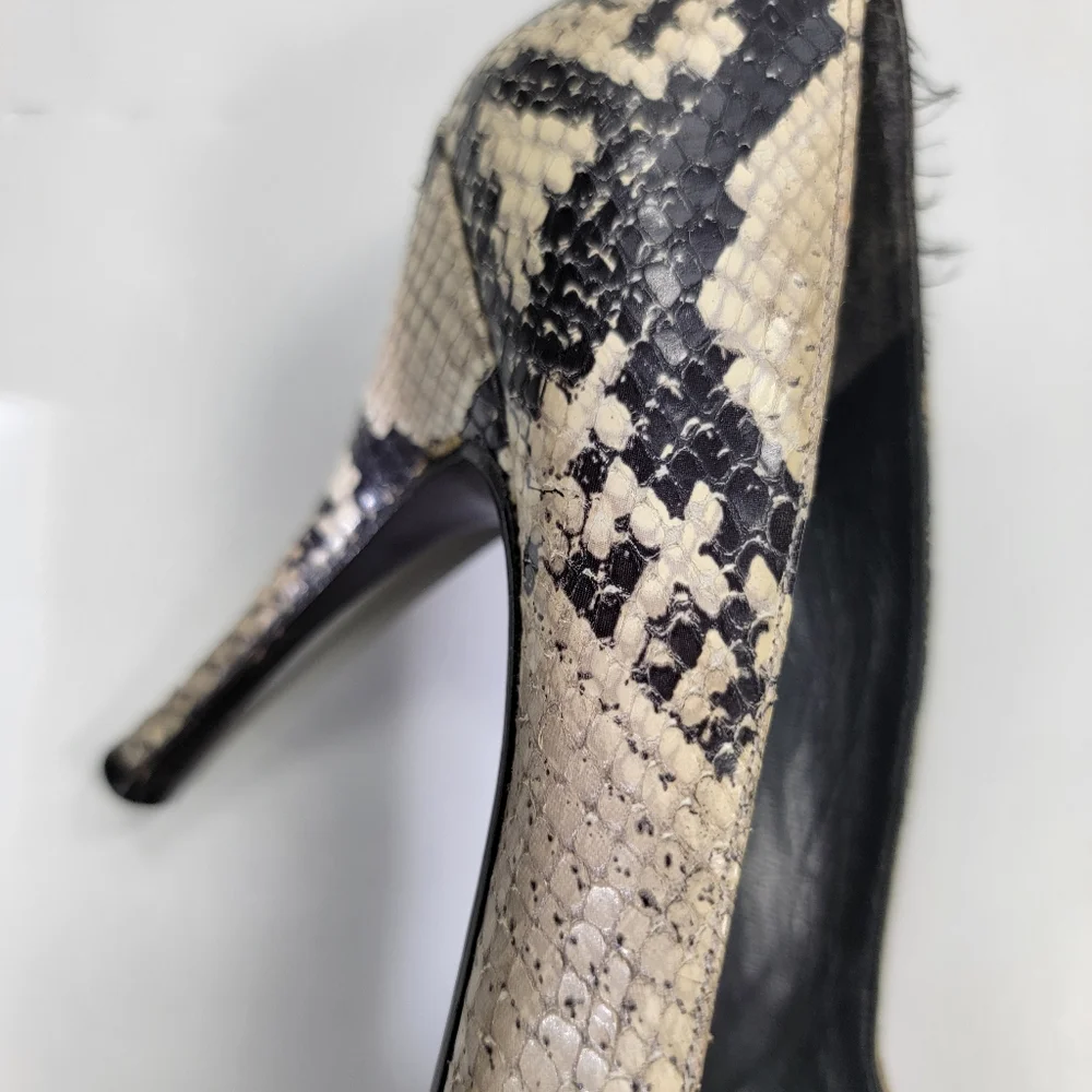 Stuart Weitzman Sz 8.5 Snake Pump Heels Pointed Toe Stilettos 4"_4